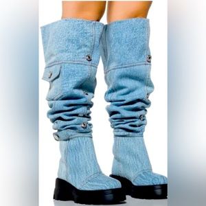 Stylish Denim Knee high boots